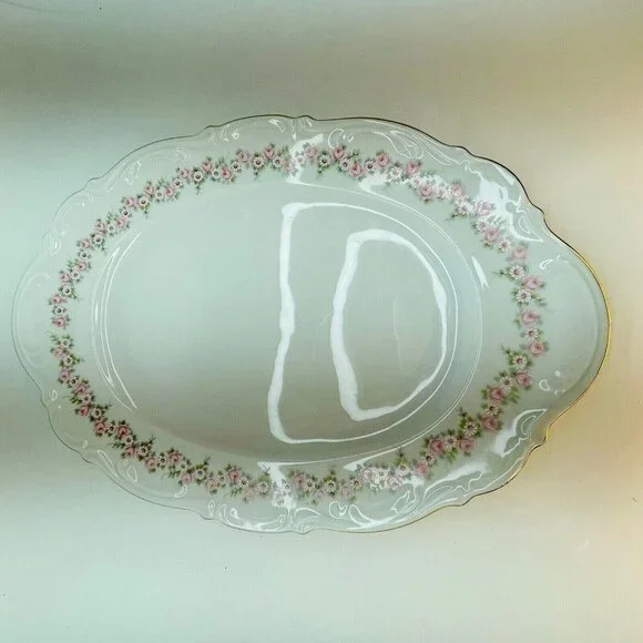 Vintage MITTERTEICH 15" Oval Serving Platter LADY BEATRICE Gilded Rims Germany - Picture 16 of 16